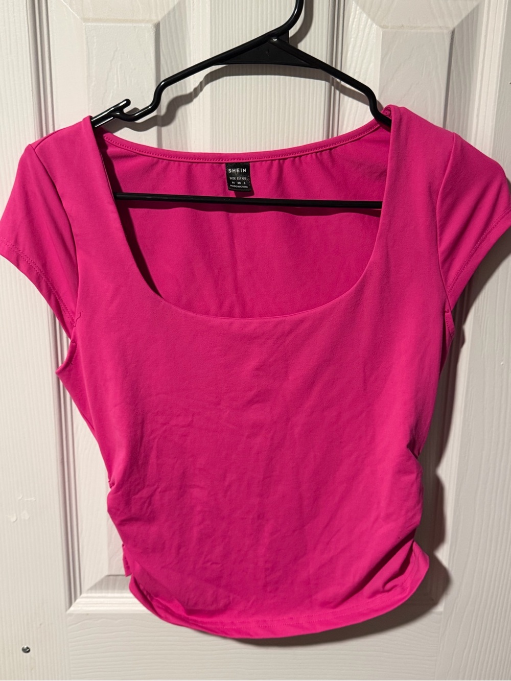 Hot Pink Scoop Neck Cap Sleeve Top